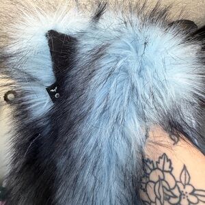 SpiritHoods Faux Fur Hood Trim in Light Blue and Black